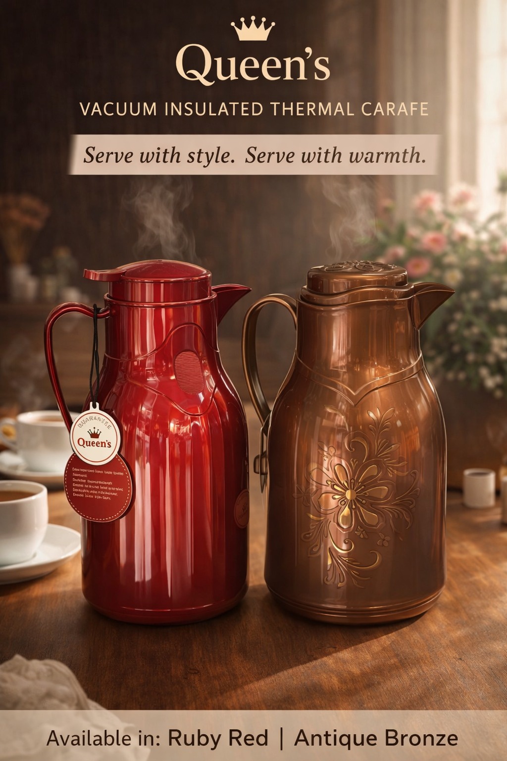 Queens Mariagold Vacuum Insulated Thermal Carafe – 1 Litre